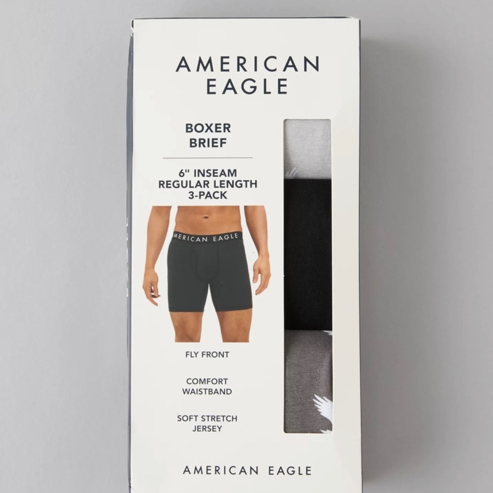 American Eagle Outfitters Men’s Black Performance Boxer Briefs pack of 5 xs - Picture 2 of 6